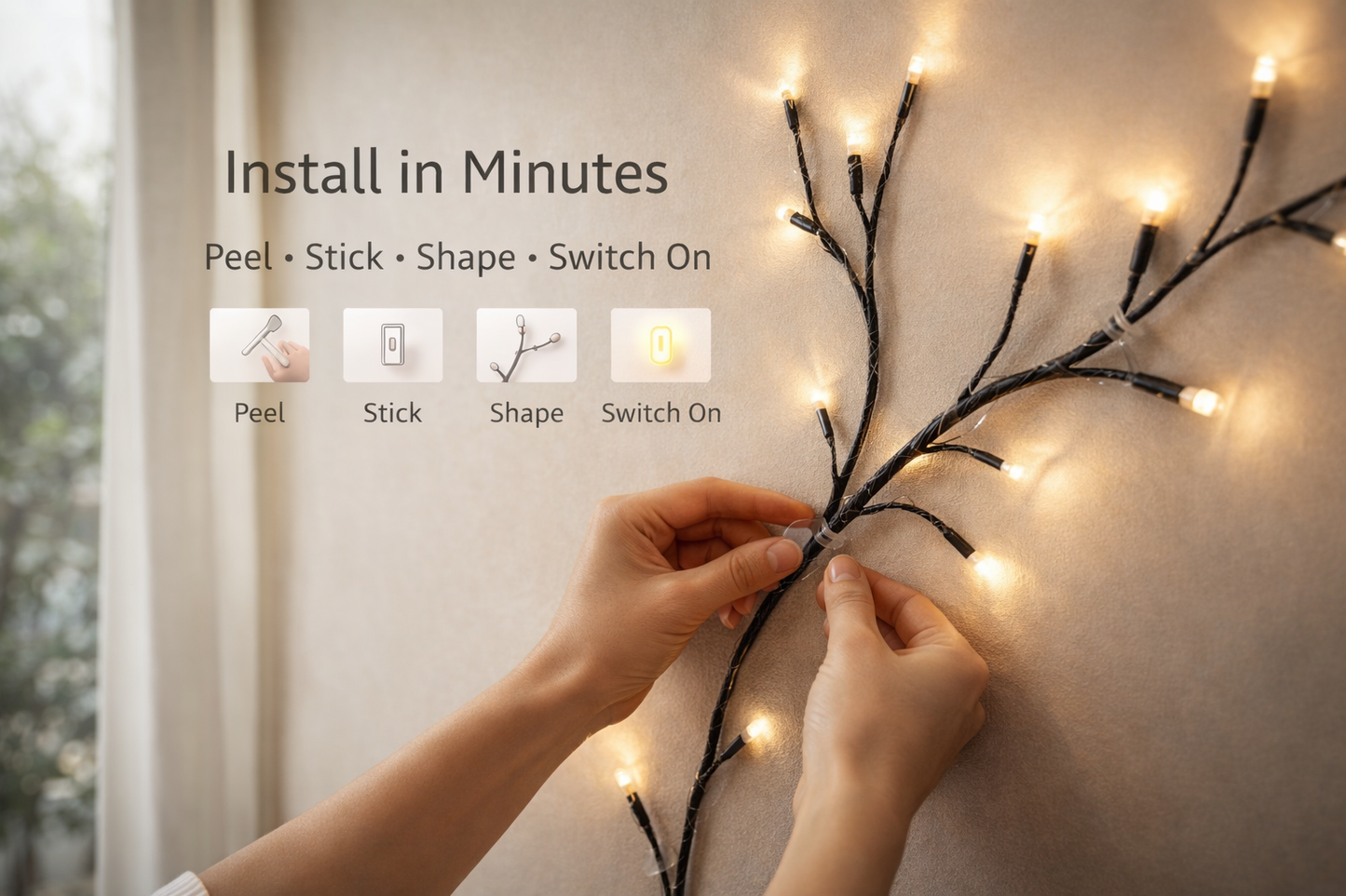 Nature-Inspired LED Branch Wall Light | Flexible Tree-Style Mood Light with Warm Glow