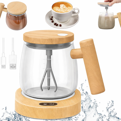 Trendzana™ Self-Stirring Glass Coffee Mug – 400ml